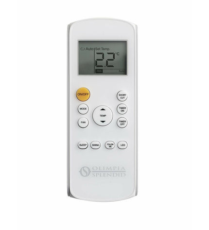 Portable Olimpia Splendid air conditioner for home and kitchen, compact unit with vents and control panel visible.