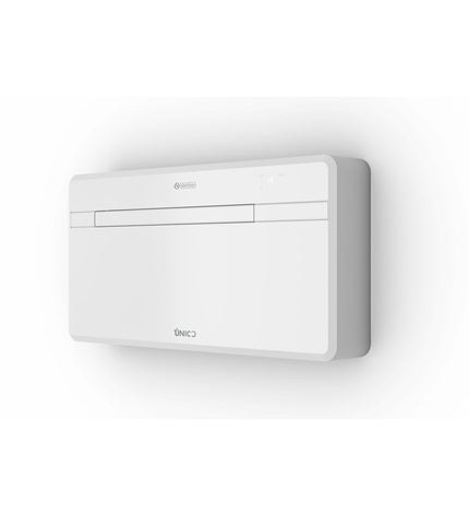 Portable Olimpia Splendid Wit air conditioner unit with digital controls and vent, designed for home cooling.