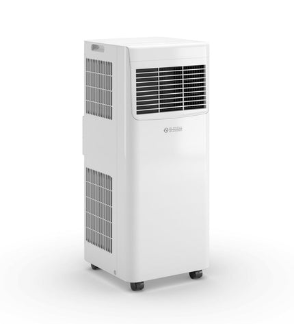 Portable Olimpia Splendid COMPACT 8 air conditioner in white with 2100W cooling capacity, suitable for home and kitchen use.