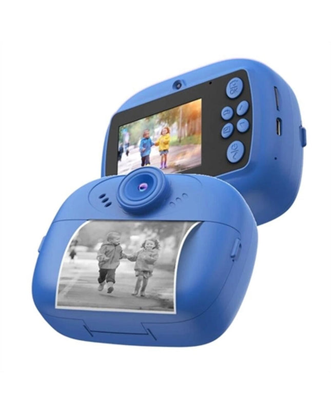 Celly KIDSCAMPRINTBL toy camera for children, featuring colorful buttons and a compact electronic design for kids' play.