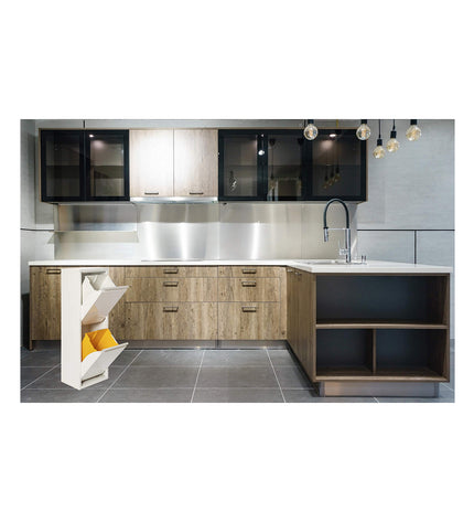 Jobgar Recycling Prullenbak with 2 drawers, compact household waste bin for kitchen organization and waste sorting.