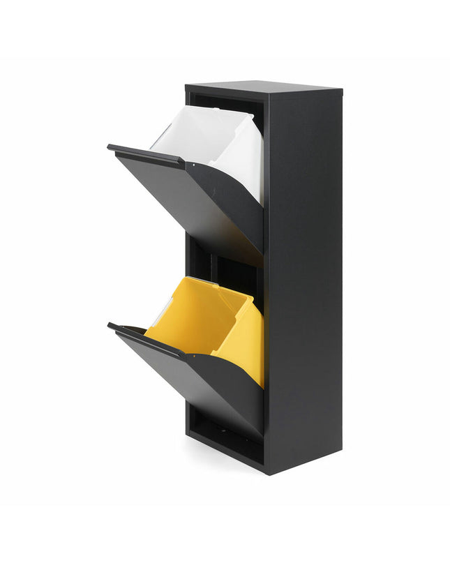 Black Jobgar recycling trash bin with two drawers, suitable for home kitchen storage and organization.