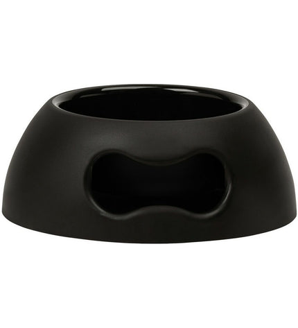 United Pets black 350 ml dog feeding bowl made of durable polypropylene, designed for easy feeding and water access.