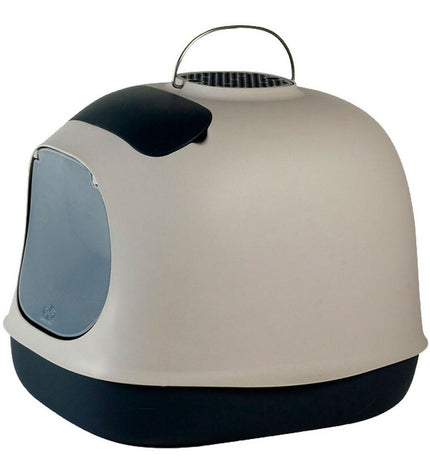 United Pets Minù grey cat litter box made of polypropylene, 40x50 cm, with a smooth, spacious interior for cats.