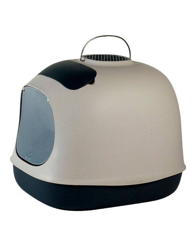 United Pets Minù grey cat litter box made of polypropylene, 40x50 cm, with a smooth, spacious interior for cats.