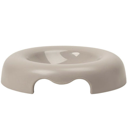 Gray United Pets Kitty cat feeding bowl, 18 cm diameter, made of durable plastic, designed for feline feeding and water.