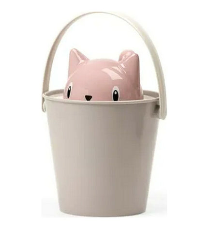 United Pets Emmercontainer voor kattenvoer in roze en grijs, 20 x 28 cm, stevige plastic container met deksel