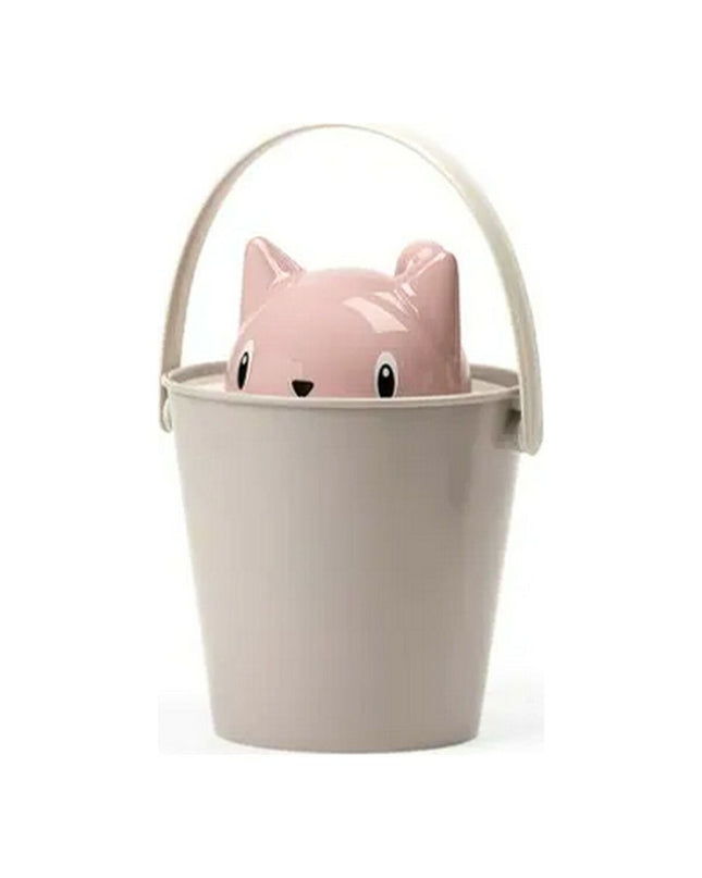 United Pets Emmercontainer voor kattenvoer in roze en grijs, 20 x 28 cm, stevige plastic container met deksel