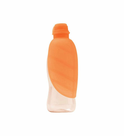 United Pets Leaf Up orange automatic water dispenser for small pets, with a sleek leaf design and easy-to-use spout.