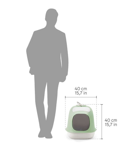 United Pets green polypropylene cat litter box measuring 40 x 50 cm, ideal for cats and easy to clean.