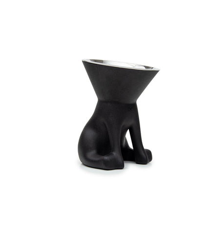 Black stainless steel and polyethylene dog food bowl from United Pets Up Elisabeth, 1-liter capacity, suitable for pets.