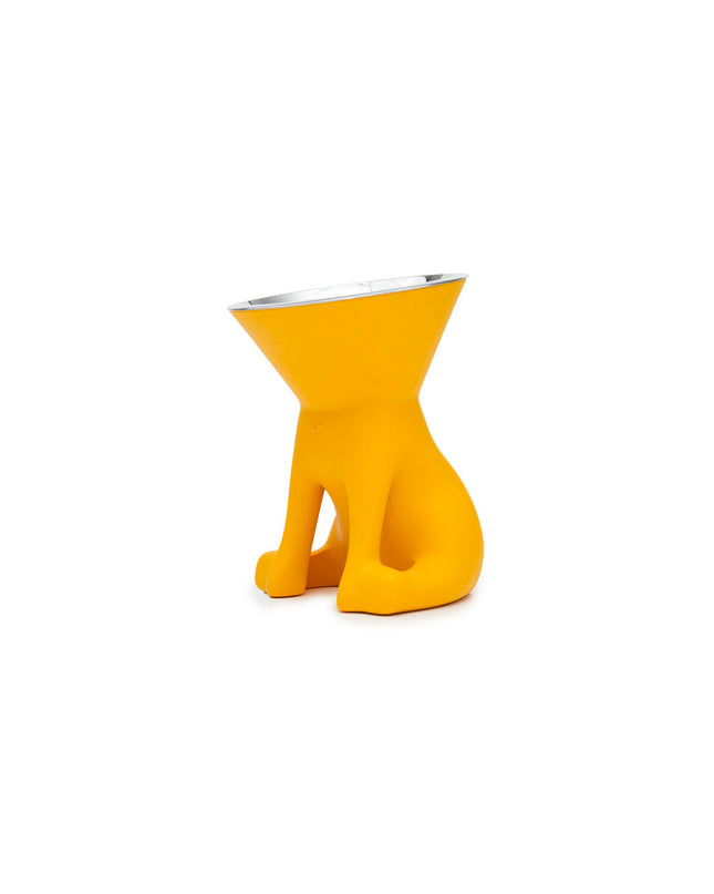 Yellow stainless steel dog bowl with 1L capacity from United Pets Elisabeth, featuring durable polyethyleen base.