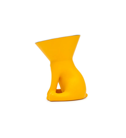 United Pets Elisabeth yellow stainless steel dog feeder with 1L polyethyleen bowl, suitable for pet dogs and durable for daily use