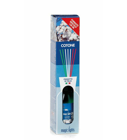 Magic Lights Mikado Katoen air freshener in 125 ml bottle, used for home decor and freshening indoor spaces.