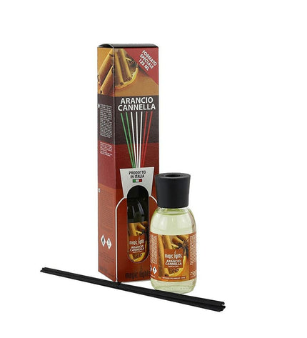 Magic Lights luchtverfrisser Mikado Oranje Kaneel in 125 ml bottle, orange and cinnamon scent, house decoration and air freshener.