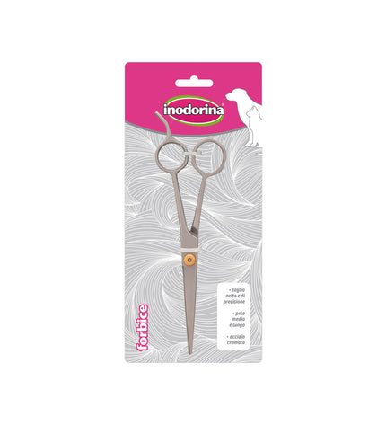 Gray Inodorina dog nail scissors, 17 cm stainless steel tool for pet grooming in a close-up image.