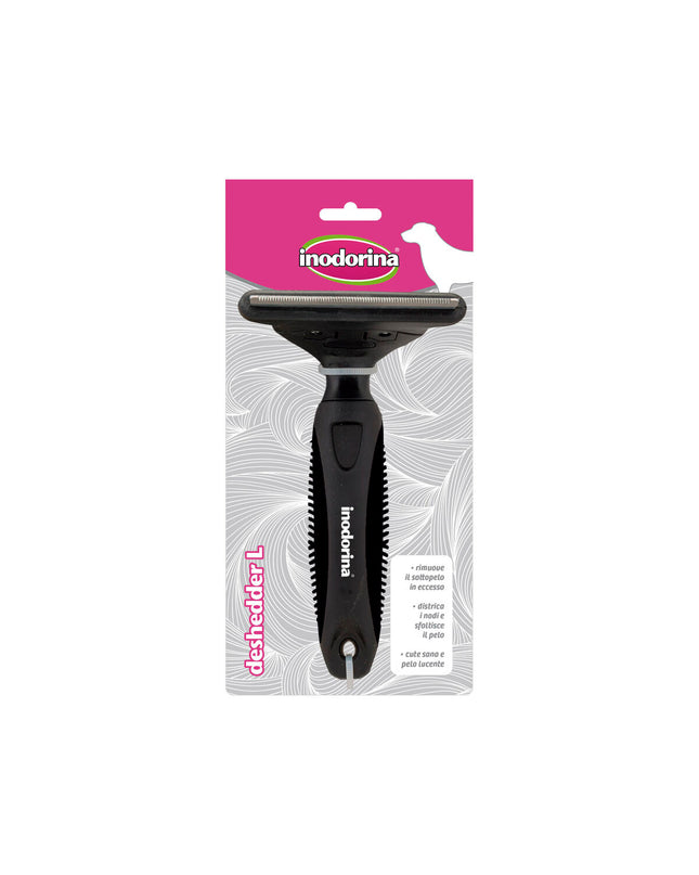 Inodorina Vlooienkam for dogs in black steel, pet grooming tool, with fine teeth for removing fleas and ticks from dogs.