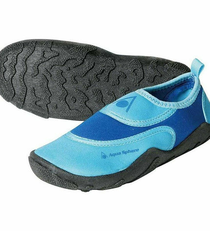 Aqua Sphere BeachWalker kids' aqua slippers in aquamarine, designed for water sports and outdoor beach activities.