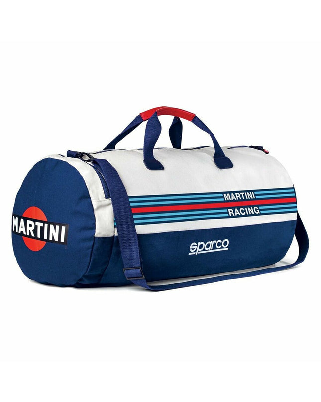 Sparco Martini Racing 55L sport and outdoor duffle bag with racing design and sturdy handles for fans of motorsport.