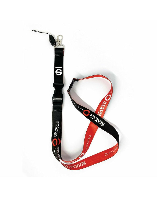 Black and red foldable Sparco S099103NRRS umbrella, compact travel bagage umbrella with a sleek design.