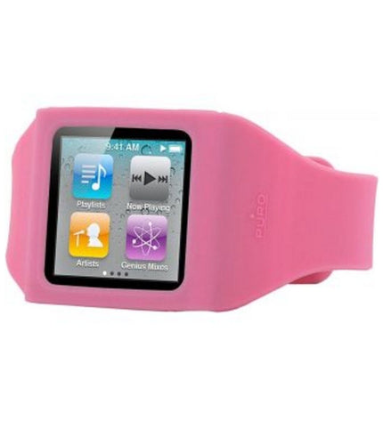 Pink Muvit iPod Nano 6G case designed for outdoor use, featuring a rugged, sporty look with protective material.