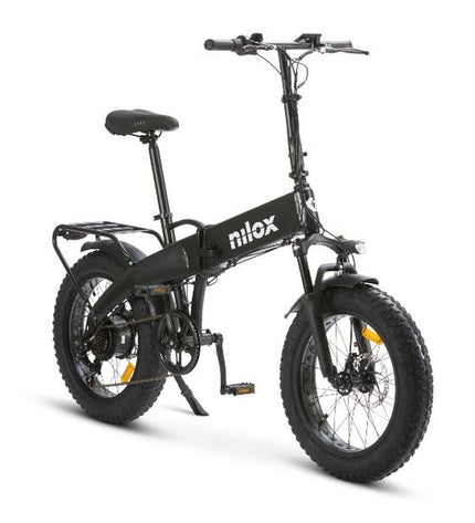 Nilox NXEBX10BK electric bike in black with 20-inch wheels, 250W motor, and 13000mAh battery, designed for sport and outdoor riding.