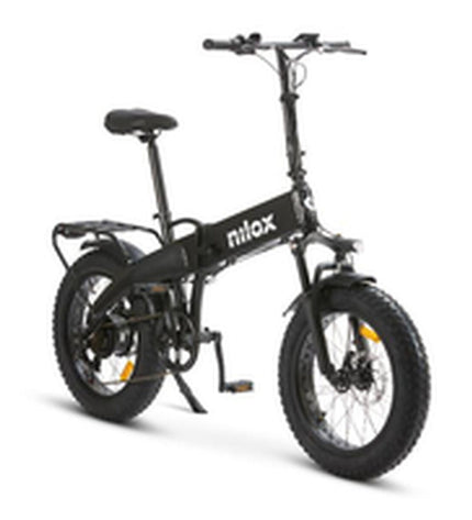Nilox NXEBX10BK electric bicycle in black with 20-inch wheels, 250W motor, and 13000mAh battery for sport and outdoor riding.