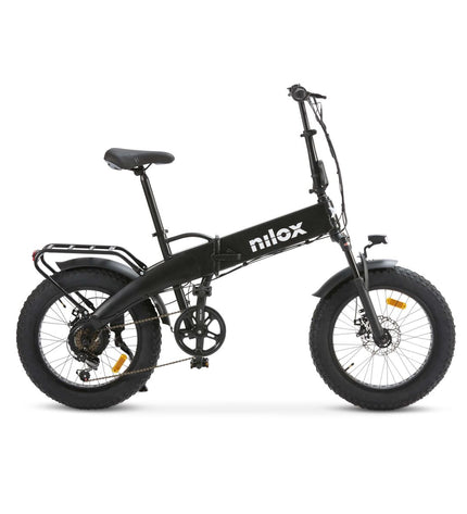 Nilox NXEBX10BK electric bike in black with 20-inch wheels, 250W motor, and 13000mAh battery, designed for sport and outdoor riding.