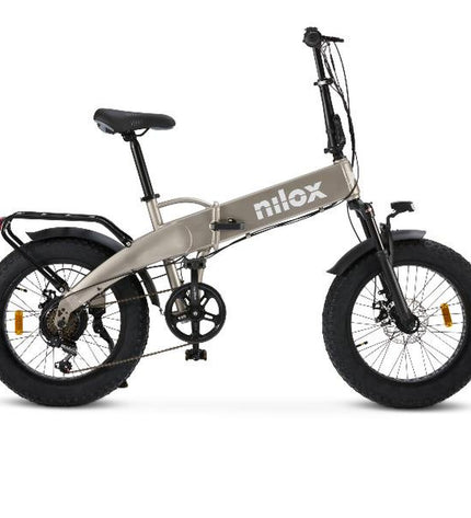 Nilox NXEBX10GR electric bike in gray with 20-inch wheels, 250W motor, and 13000mAh battery, designed for outdoor cycling.