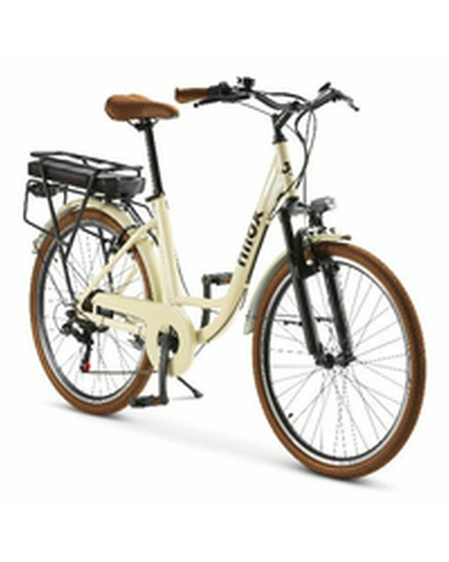 Nilox J5 PRO electric bike in white with 26-inch wheels, 250W motor, designed for sport and outdoor cycling.