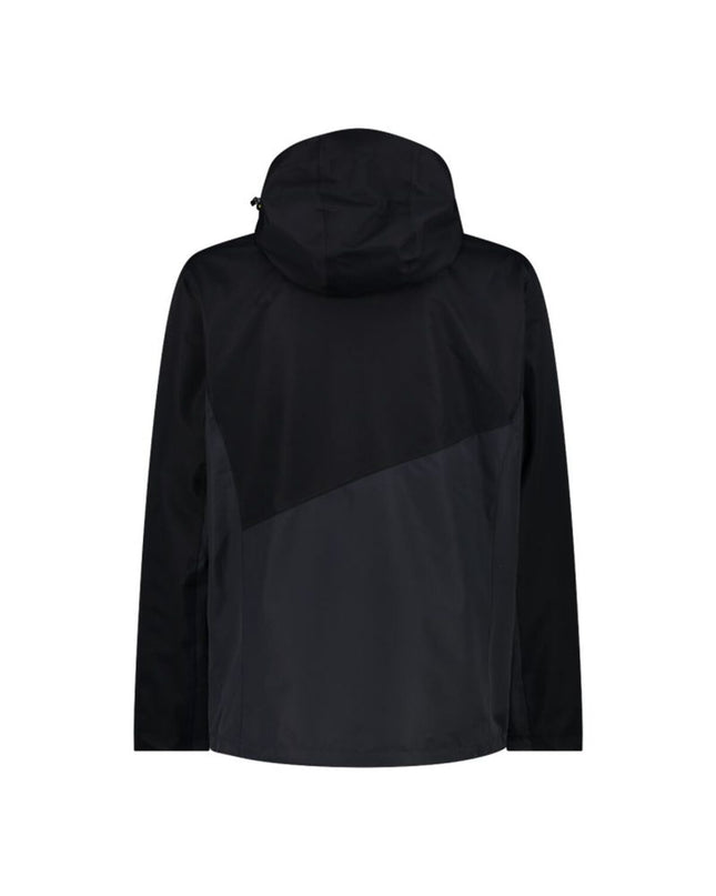 Campagnolo men's black sport outdoor jacket with zip closure and detachable hood, suitable for camping and hiking activities.