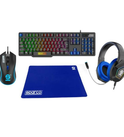 Sparco Pack Gaming Sparco SPGAMEKITESP Qwerty Spanish plug-and-play game console with electronic gaming accessories.