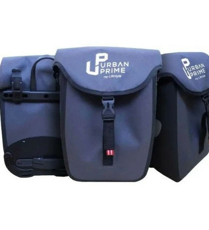Urban Prime UP-BAG-EBK bike support for outdoor cycling, shown attached to a bicycle, in a sport and outdoor setting.