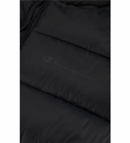Black Champion men's sports jacket for outdoor activities, lightweight sport and outdoor clothing with a sleek design.