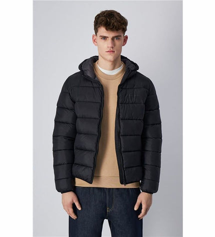 Black Champion men's sport jacket with sporty design, suitable for outdoor activities and activewear.