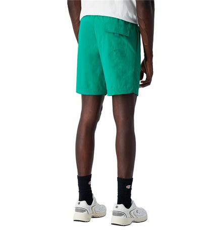Champion men's blue and green beachshorts for watersport, casual sport, with adjustable waistband and quick-dry fabric.