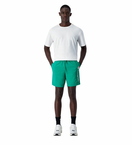 Champion men's beach short in blue and green, suitable for watersport and outdoor activities, with a sporty design.