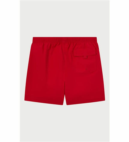 Champion men's red beachshort, sporty watersport swim trunk with athletic design, ideal for beach and outdoor water activities.