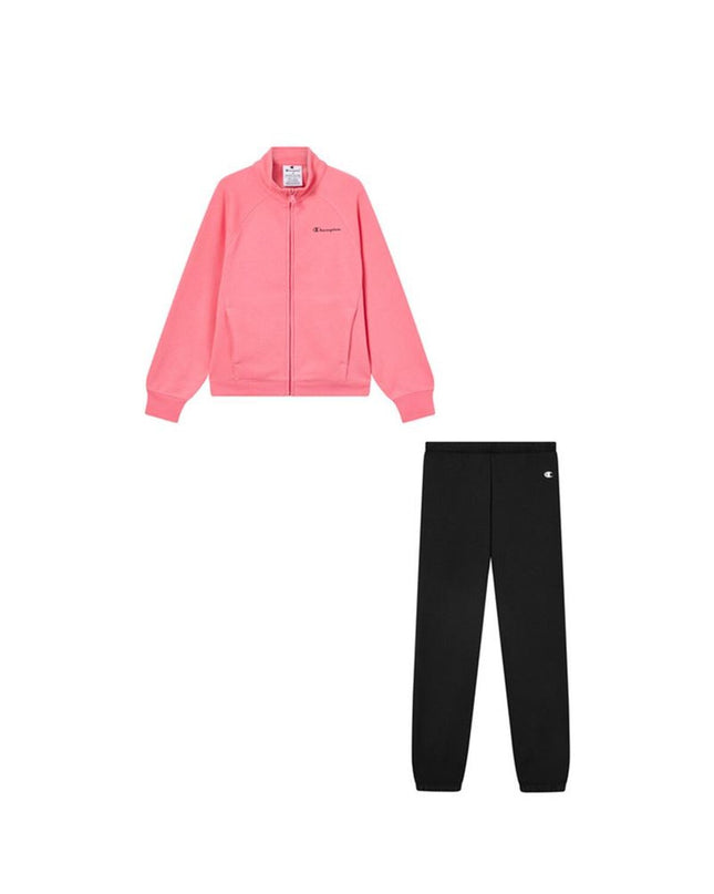 Pink children's Champion jogging tracksuit for sports and outdoor activities, featuring comfortable fabric and sporty design.
