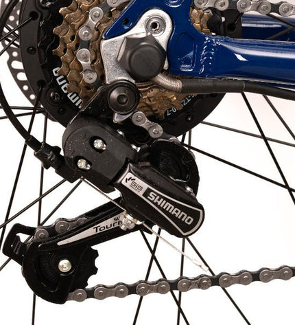 Nilox X6 PLUS electric bike with 27.5-inch wheels, black and blue frame, 250W motor, and 12800mAh battery for outdoor riding.