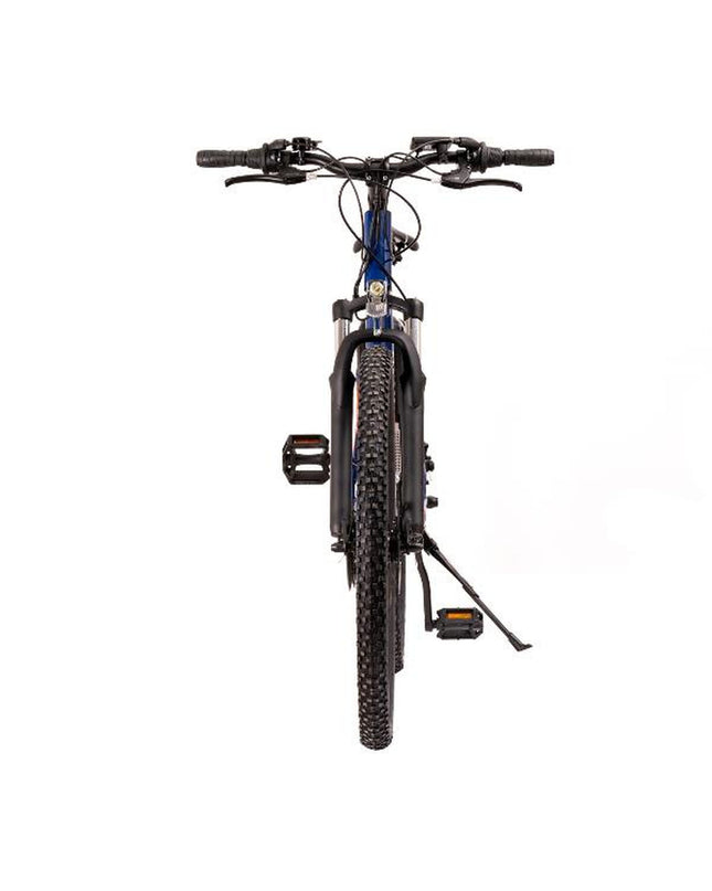 Nilox X6 PLUS electric bike in black and blue with 27.5-inch wheels and 250W motor, outdoor sport and cycling equipment.