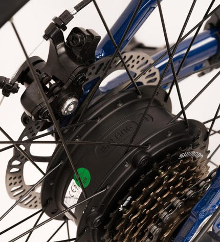 Nilox X6 PLUS electric bike in black and blue with 27.5-inch wheels, 250W motor, and 12800mAh battery for outdoor cycling