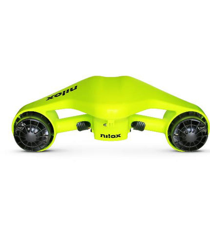 Nilox Acqua electric scooter in yellow, designed for urban mobility and water-resistant outdoor use, with a sleek modern look.