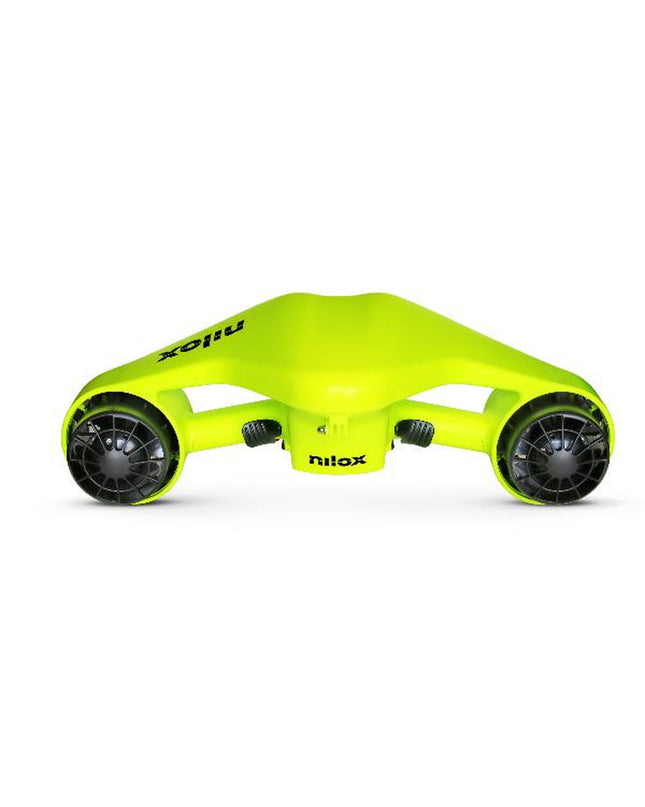 Nilox Acqua electric scooter in yellow, designed for urban mobility and water-resistant outdoor use, with a sleek modern look.