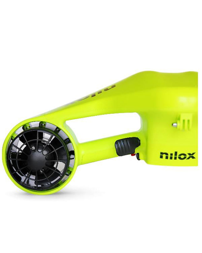 Yellow Nilox Acqua electric scooter for urban mobility, designed for sport and outdoor use, with a sleek compact build.