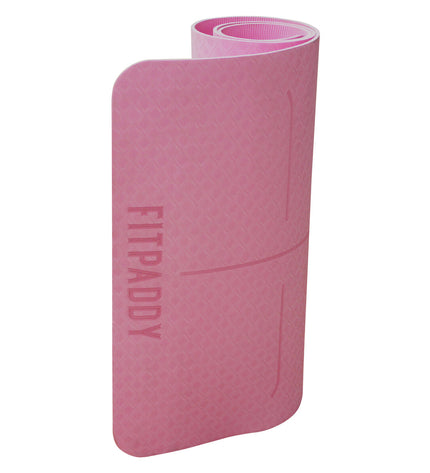 Pink Fitpaddy yoga mat for sport and outdoor fitness, showing a textured surface suitable for exercise and yoga routines.