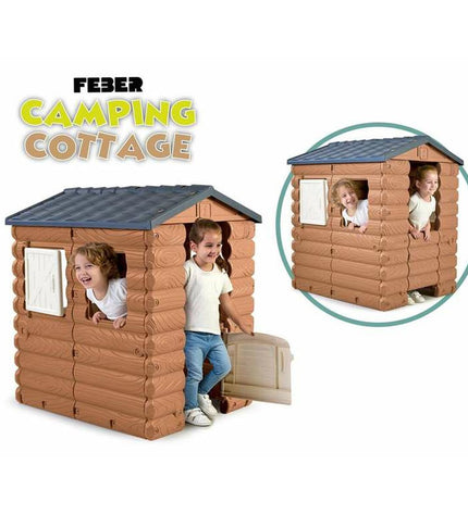 Feber camping cottage toy house for children, outdoor playhouse with windows and door, 104 x 90 x 118 cm, suitable for kids outdoor games