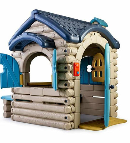 Feber speelgoedhuis voor kinderen in cottage style, outdoor playhouse with windows and door, perfect for outdoor fun.