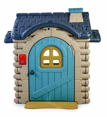 Feber children's playhouse cottage outdoors, casual wooden design with dimensions 162x157x165 cm, suitable for outdoor play.