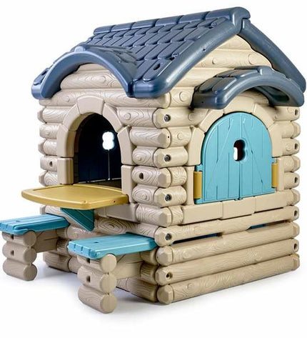 Feber speelgoedhuis voor kinderen, casual cottage model, outdoor playhouse with windows and door, 162x157x165 cm size.